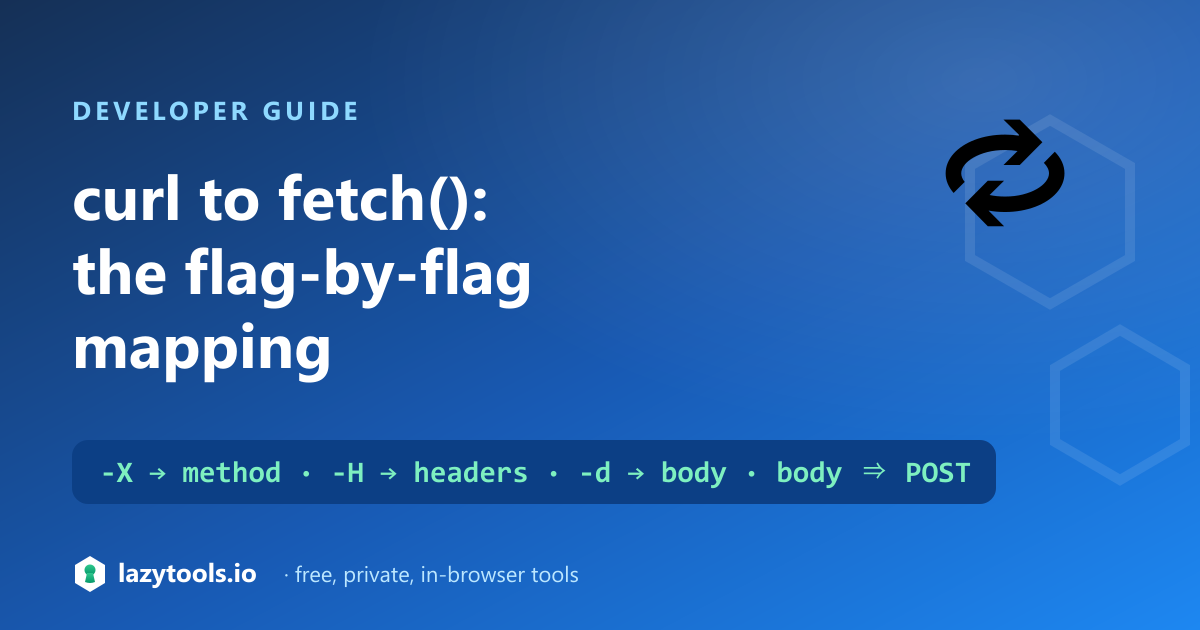 How a curl command maps to a JavaScript fetch call — -X to method, -H to headers, -d to body