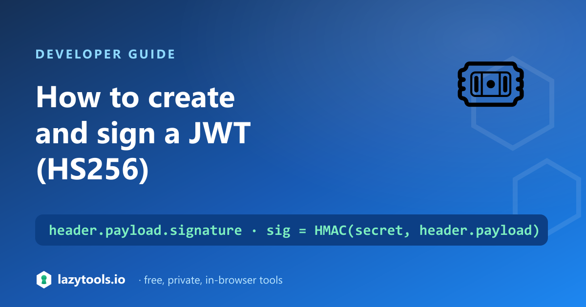 How to create and sign a JWT: header, payload and HMAC-SHA256 signature joined by dots