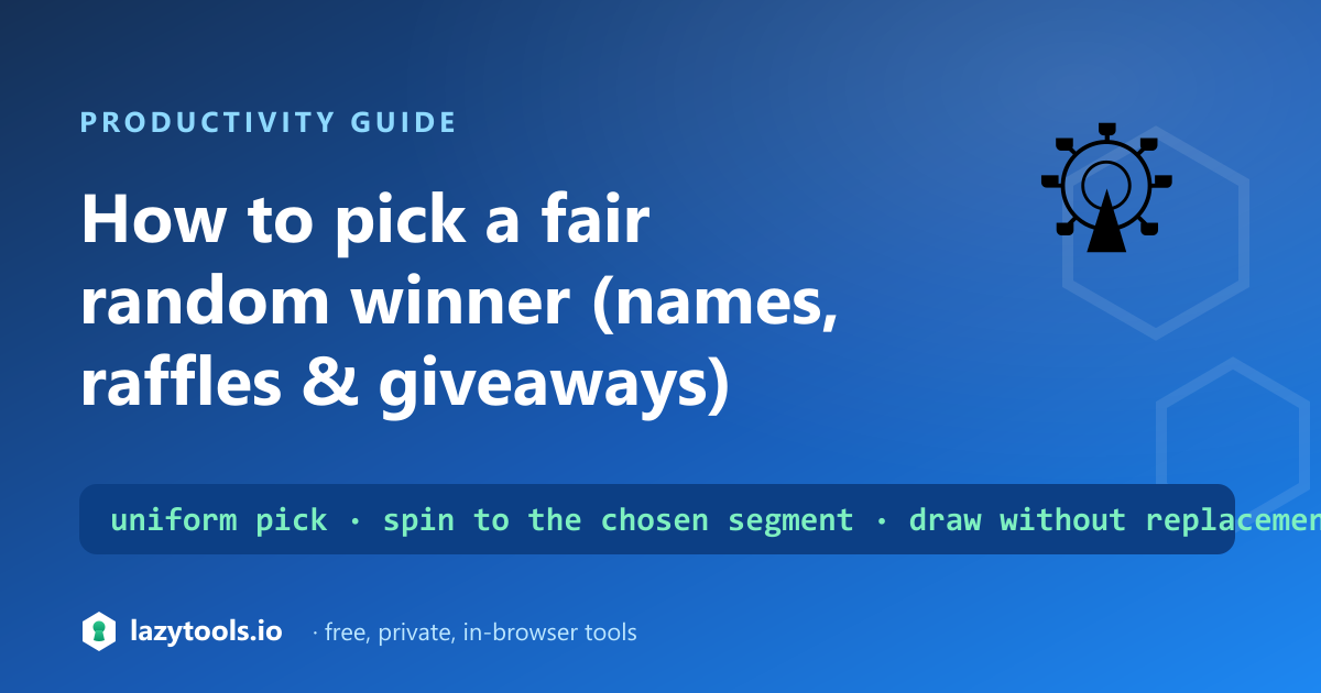 A spinning wheel choosing a uniformly random name, then removing it for a draw without replacement