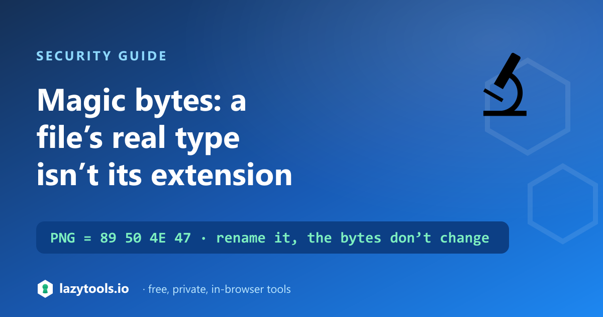 How magic bytes identify a file's true type regardless of its extension, and how an extension mismatch is detected