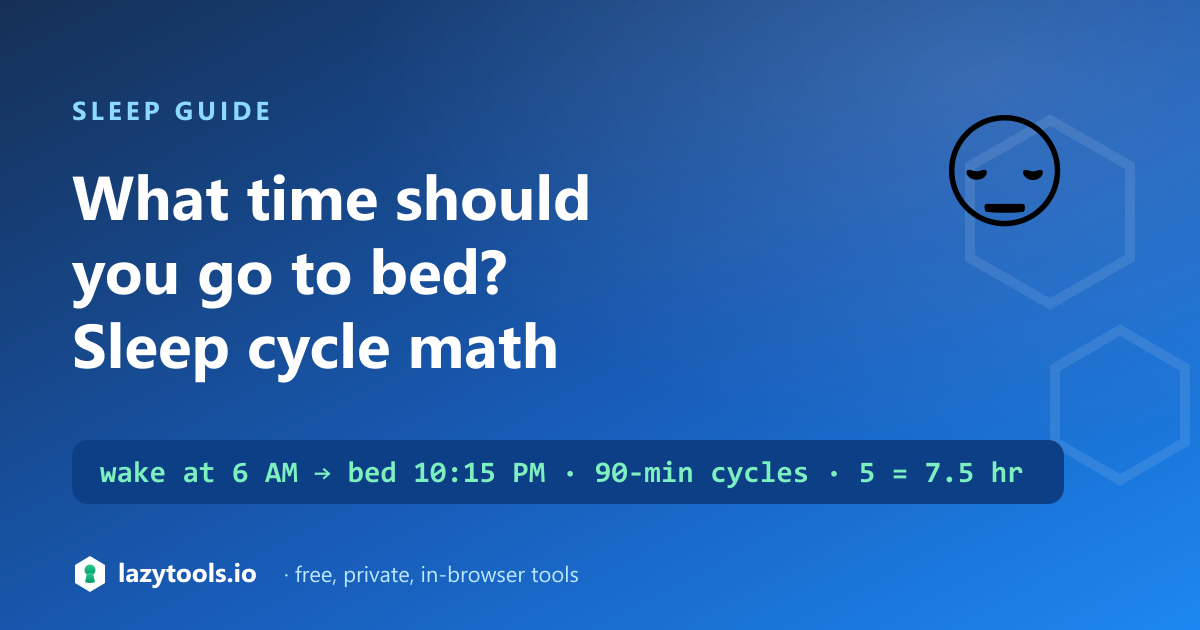 A bedtime chart showing that to wake at 6 AM you should go to bed at 10:15 PM for five 90-minute sleep cycles.