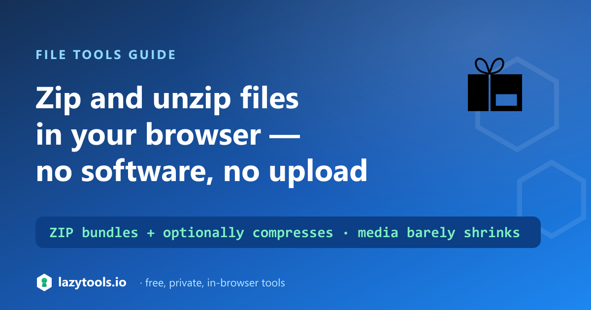 Files bundled into a ZIP and extracted back out, entirely in the browser