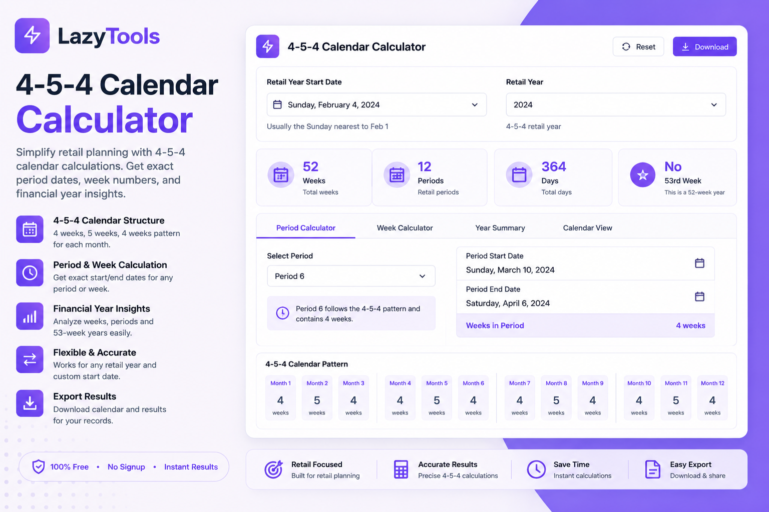 4-5-4 Calendar Calculator - Free Retail Planning Tool